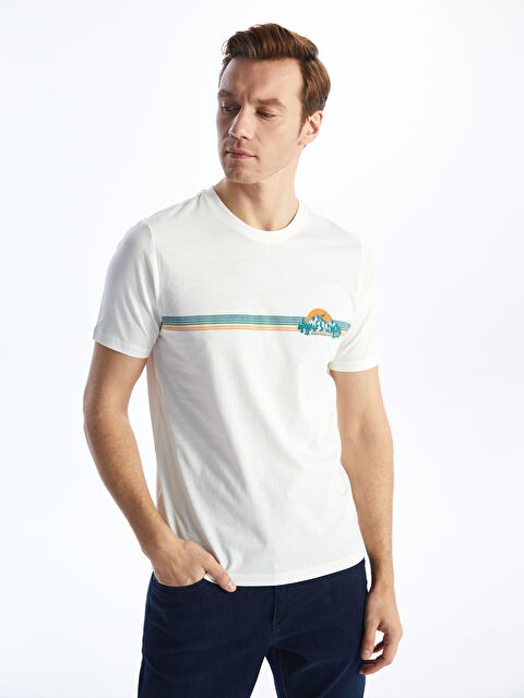 SOUTHBLUE Crew Neck Short Sleeve Printed Combed Cotton Men's T-shirt - S4BM90Z8-R9J