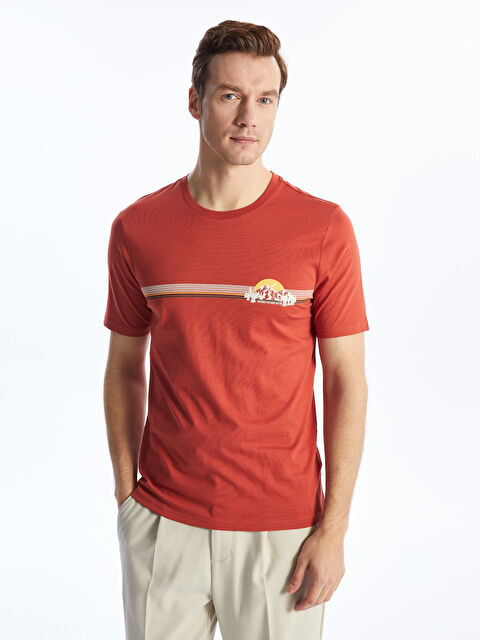 SOUTHBLUE Crew Neck Short Sleeve Printed Combed Cotton Men's T-shirt - S4BM90Z8-SNB