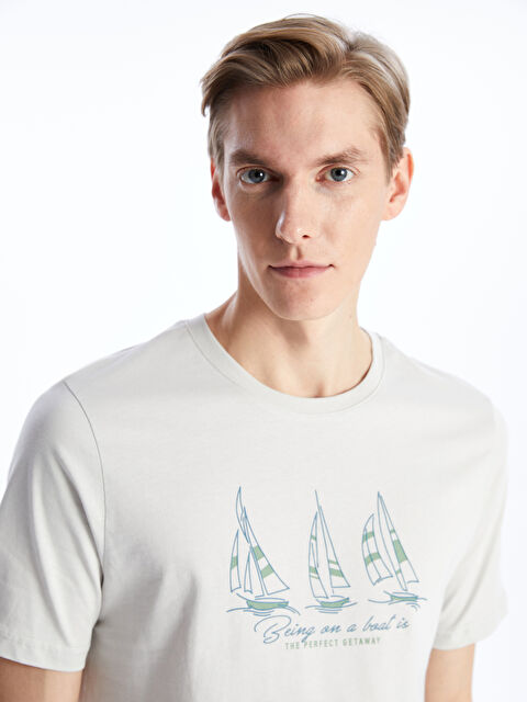 SOUTHBLUE Crew Neck Short Sleeve Printed Combed Cotton Men's T-shirt - S4BM92Z8-P7S