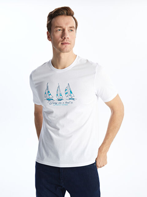 SOUTHBLUE Crew Neck Short Sleeve Printed Combed Cotton Men's T-shirt - S4BM92Z8-Q6K