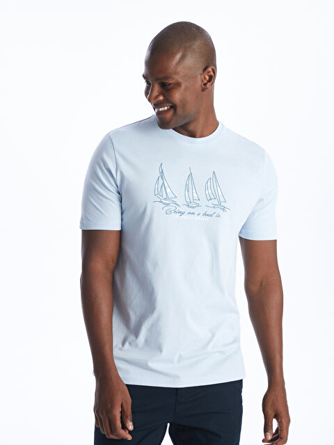 SOUTHBLUE Crew Neck Short Sleeve Printed Combed Cotton Men's T-shirt - S4BM92Z8-SX1