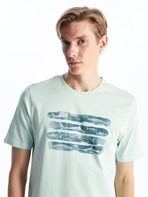 SOUTHBLUE T-shirt pour hommes en coton peigné imprimé à manches courtes et col rond - S4BN09Z8-SPB