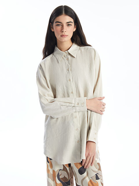 LCW Modest 100% Linen Women's Shirt Tunic - S4BN13Z8-QW4