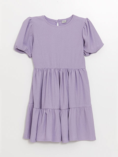 LCW Kids Crew Neck Short Sleeve Girls' Dress - S4BN58Z4-FKW