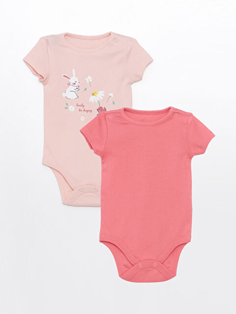 LCW baby بدلة داخلية برقبة دائرية للبنات الصغيرات عبوتان - S4BN71Z1-FUT