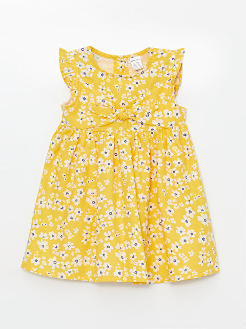 LCW baby Bisiklet Yaka Çiçekli Kız Bebek Elbise - S4BO21Z1-LUG
