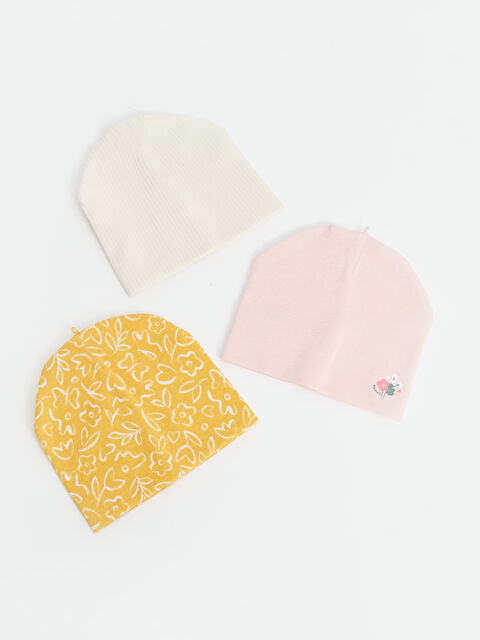 LCW baby Printed Baby Girl Beanie 3 pcs