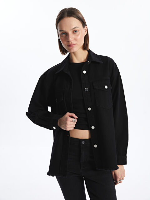 LCW Vision Düz Uzun Kollu Kadın Jean Gömlek - S4BO57Z8-327