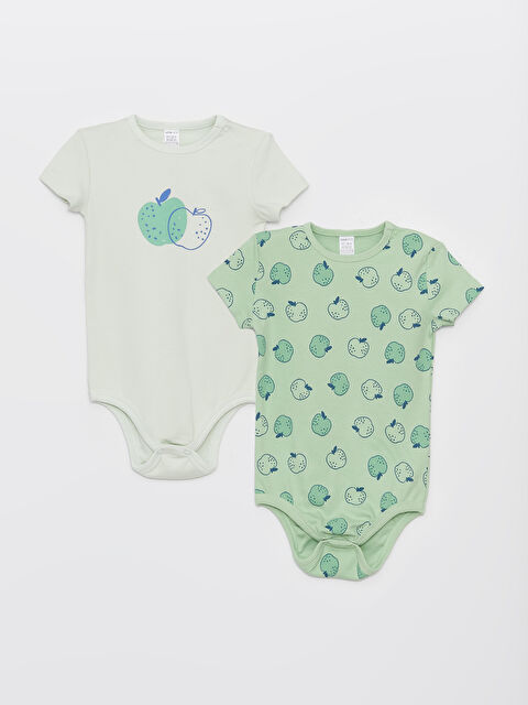 LCW ECO بدلة الجسم ديال دراري صغار بكول مدور وكم قصير مطبوع مع سناب كروتش جوج ديال الباكات - S4BO62Z1-VYW