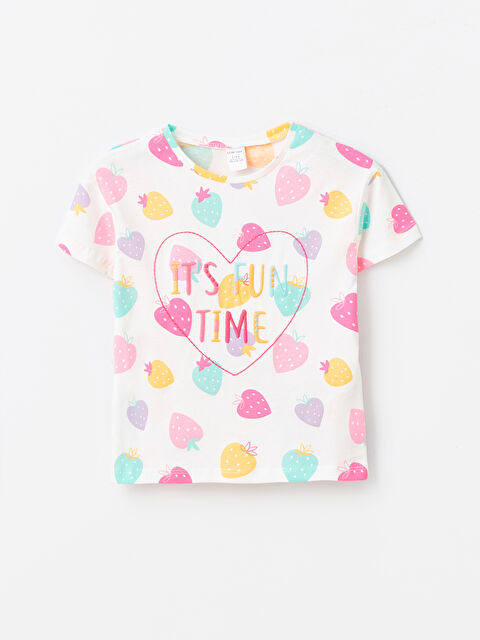 LCW Kids Bisiklet Yaka Baskılı Kız Bebek Tişört - S4BP52Z1-LU7