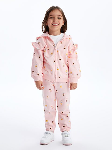 LCW Kids پانتۆڵی تەرەکسوتی کچانی منداڵ بە کەمەر لاستیکی نەخشدار - S4BP62Z1-LT4