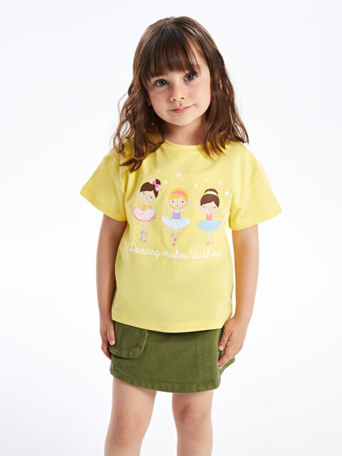 LCW Kids Crew Neck Printed Short Sleeve Baby Girls' T-Shirt - S4BP64Z1-FRL