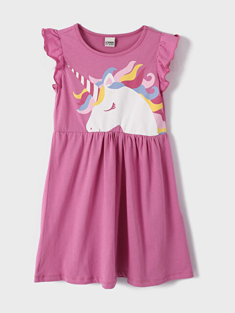 LCW Kids فستان للبنات بياقة دائرية - S4BR34Z4-GD7