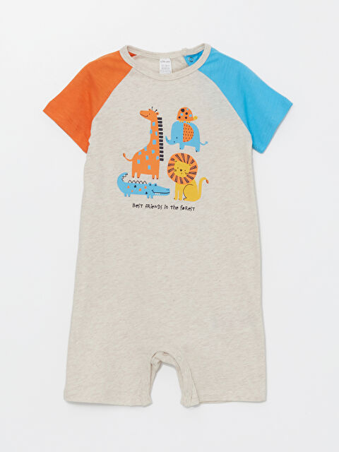 LCW baby Bisiklet Yaka Kısa Kollu Baskılı Erkek Bebek Tulum - S4BR37Z1-D5R