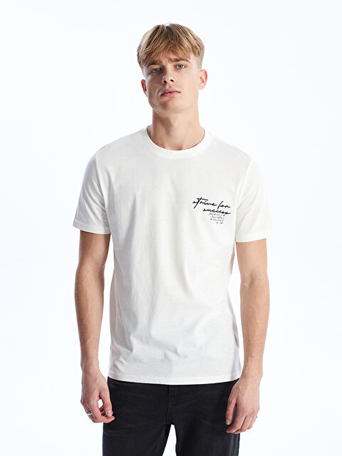 XSIDE Crew Neck Short Sleeve Printed Combed Cotton Men's T-shirt - S4BS54Z8-R9J