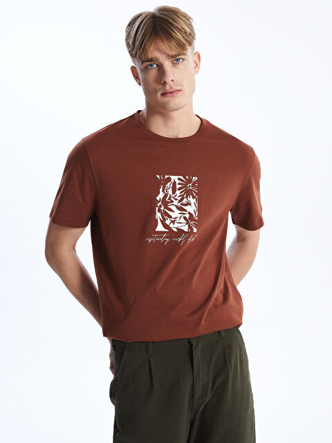 XSIDE Crew Neck Short Sleeve Printed Combed Cotton Men's T-shirt - S4BS58Z8-VKH