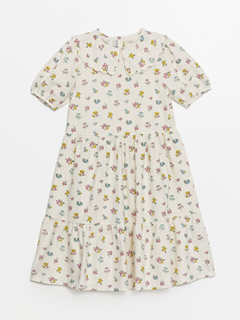 LCW Kids Peter Pan Collar Floral Girls' Dress - S4BV49Z4-LRB