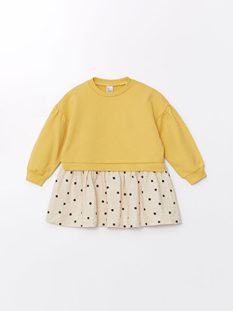 LCW Kids فستان للبنات حديثي الولادة بياقة دائرية وكم طويل - S4BV79Z1-G5U