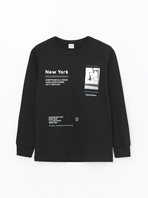 LCW Kids Crew Neck Printed Long Sleeve Boys' T-Shirt - S4BV96Z4-CVL