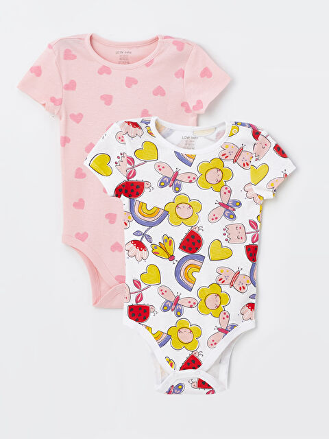 LCW baby Боди с щрапки с кръгло деколте за бебета момичета 2 опаковки - S4BY00Z1-LRA