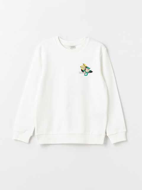 LCW Kids Футболка с круглым вырезом, принтом ностальгическая обезьянка и длинным рукавом для мальчиков