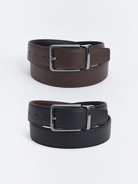 LCW ACCESSORIES Çift Tarafı Deri Görünümlü Erkek Kemer - S4BY80Z8-HUC