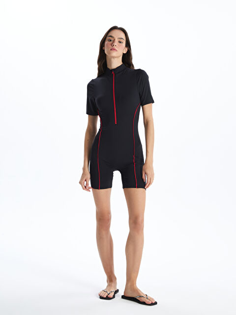 LCW DREAM Dik Yaka Düz Kısa Kollu Kadın Mayo - S4CB01Z8-CVL