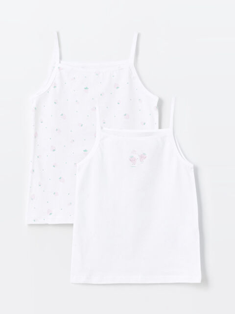 LCW Kids Square Collar Printed Girls' Vest 2 Pack