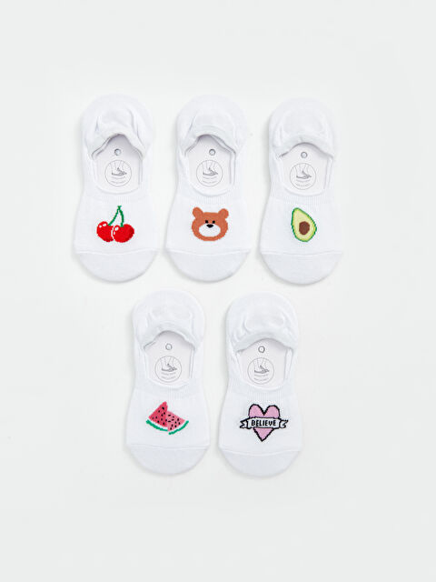 LCW Kids جوارب غير مرئية منقوشة للبنات - عبوة من ٥ قطع - S4CD34Z4-J5E