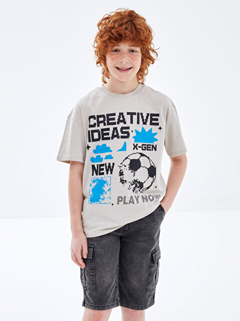 LCW Kids Oversize Crew Neck Boys' T-Shirt - S4CD42Z4-SNE