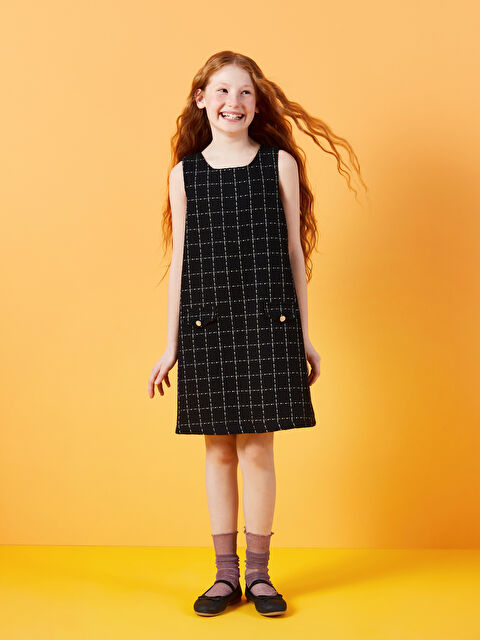 LCW Kids Bisiklet Yaka Ekose Kız Çocuk Tüvit Elbise