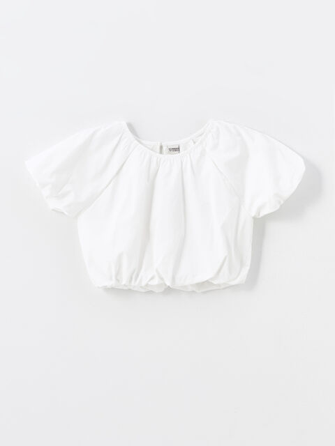 LCW Kids Crew Neck Girls' Crop Blouse - S4CE69Z4-Q6K