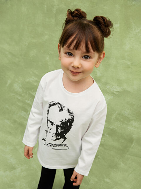 LCW Kids Bisiklet Yaka Atatürk Baskılı Kız Bebek Tişört - S4CE81Z1-Q6K