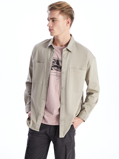 bieRce302SKA Shirt Jacket スカシャツvibeca XSIDE Relaxed Fit Long Sleeve Men's Shirt Jacket - S4CE82Z8-SHF