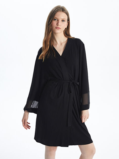 LCW DREAM Şal Yaka Düz Kısa Kollu Kadın Sabahlık - S4CG52Z8-CVL