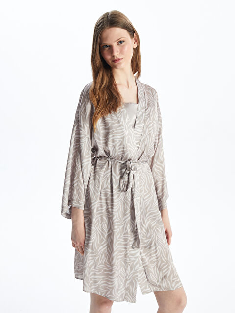 LCW DREAM Şal Yaka Desenli Saten Kadın Sabahlık - S4CH01Z8-LQX