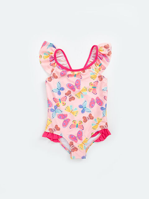 LCW Kids Crew Neck Sleeveless Printed Baby Girls' Swimsuit - S4CI35Z1-LSZ