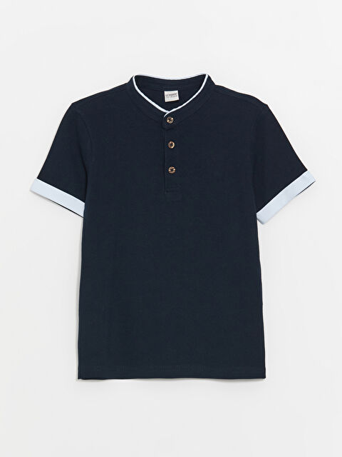 LCW Kids Grandad Collar Basic Short Sleeve Boys' T-Shirt - S4CI43Z4-E1J