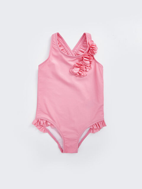 LCW Kids Bisiklet Yaka Baskılı Kız Bebek Mayo