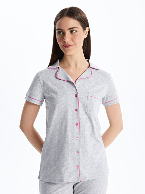 LCW DREAM Gömlek Yaka Düz Kısa Kollu Kadın Pijama Takımı - S4CJ75Z8-CT3