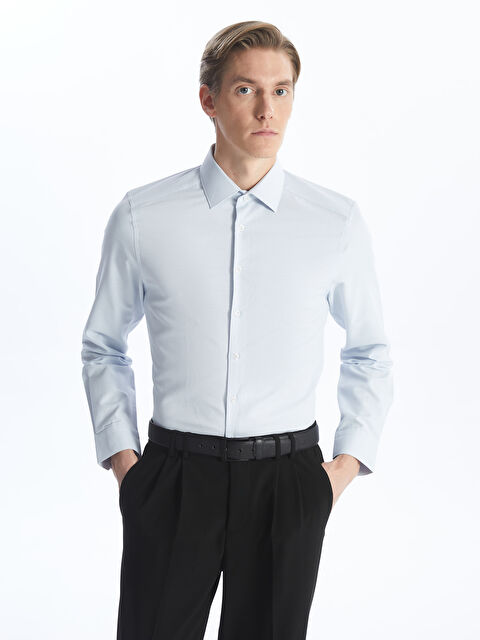 LCW BUSINESS Slim Fit Uzun Kollu Armürlü Erkek Dokulu Gömlek - S4CK24Z8-CZA