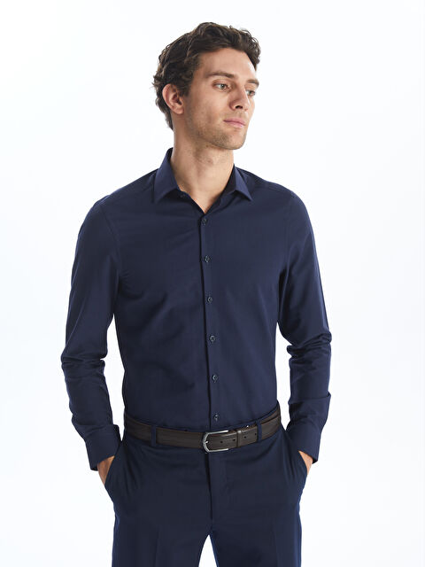 LCW BUSINESS Slim Fit Uzun Kollu Armürlü Erkek Gömlek - S4CK25Z8-RBY