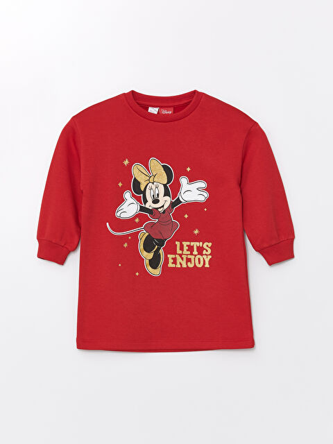 LCW Kids Crew Neck Minnie Mouse Printed Baby Girls' Dress - S4CL47Z1-KYV