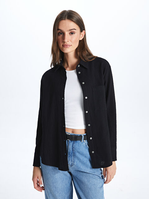 LCW Vision Düz Uzun Kollu Müslin Kadın Gömlek - S4CM22Z8-CVL