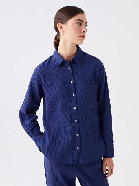 LCW Vision Düz Uzun Kollu Müslin Kadın Gömlek - S4CM22Z8-VV9