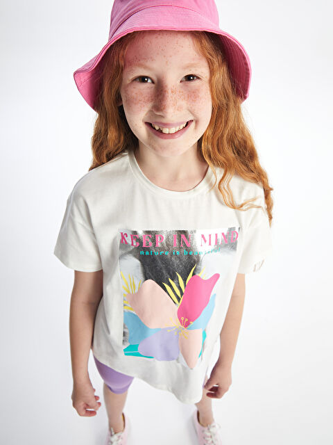 LCW Kids Crew Neck Printed Short Sleeve Girls' T-Shirt - S4CM83Z4-R9J