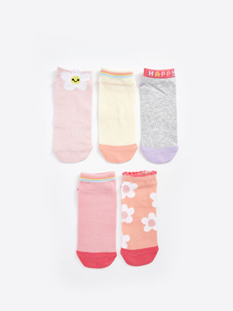 LCW Kids Patterned Girls' Trainer Socks 5 Pack