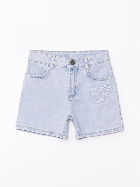 LCW Kids Çiçek Nakışlı Kız Çocuk Jean Şort - S4CN07Z4-V2T