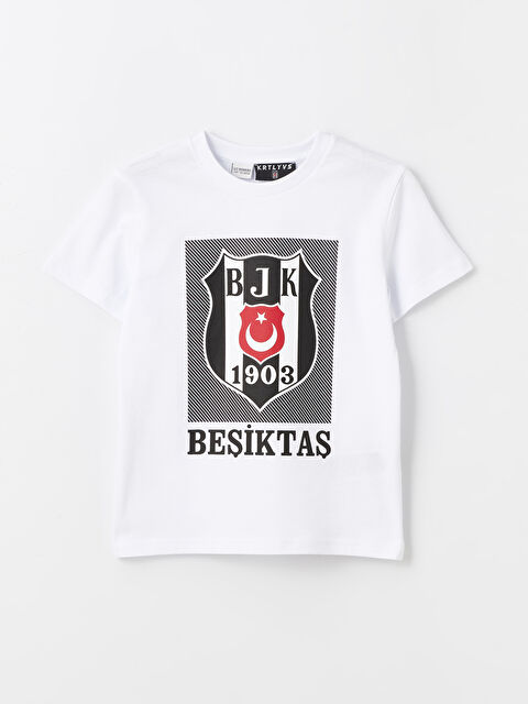 LCW Kids Bisiklet Yaka Beşiktaş Baskılı Kısa Kollu Erkek Çocuk Tişört - S4CO05Z4-Q6K
