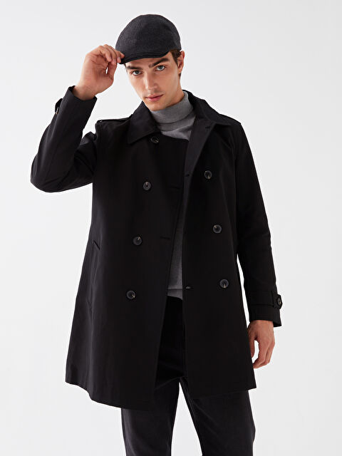 LCW Vision Slim Fit Jacket Neck Men's Trenchcoat - S4CP41Z8-CVL